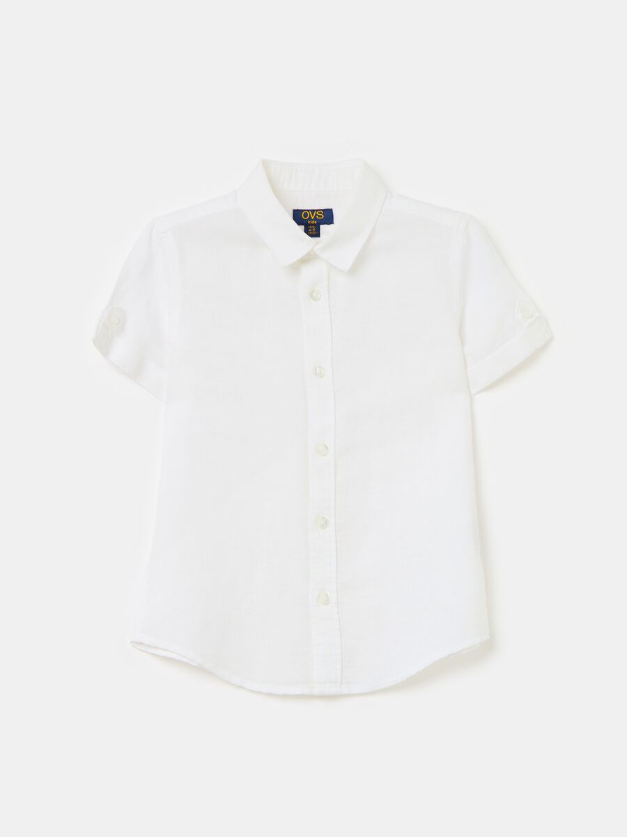 Solid colour linen and cotton shirt_0