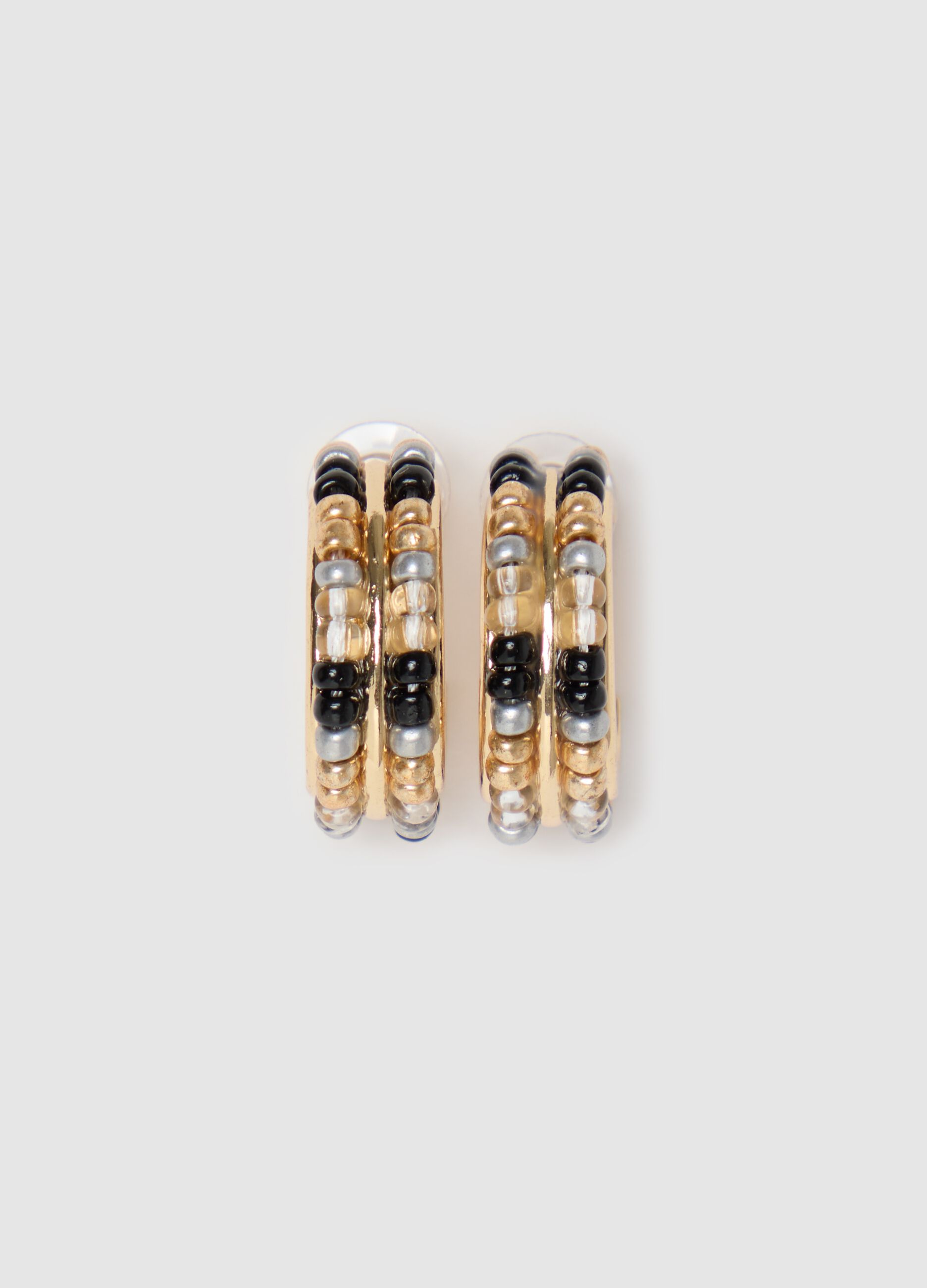 Gold hoop earrings with beads