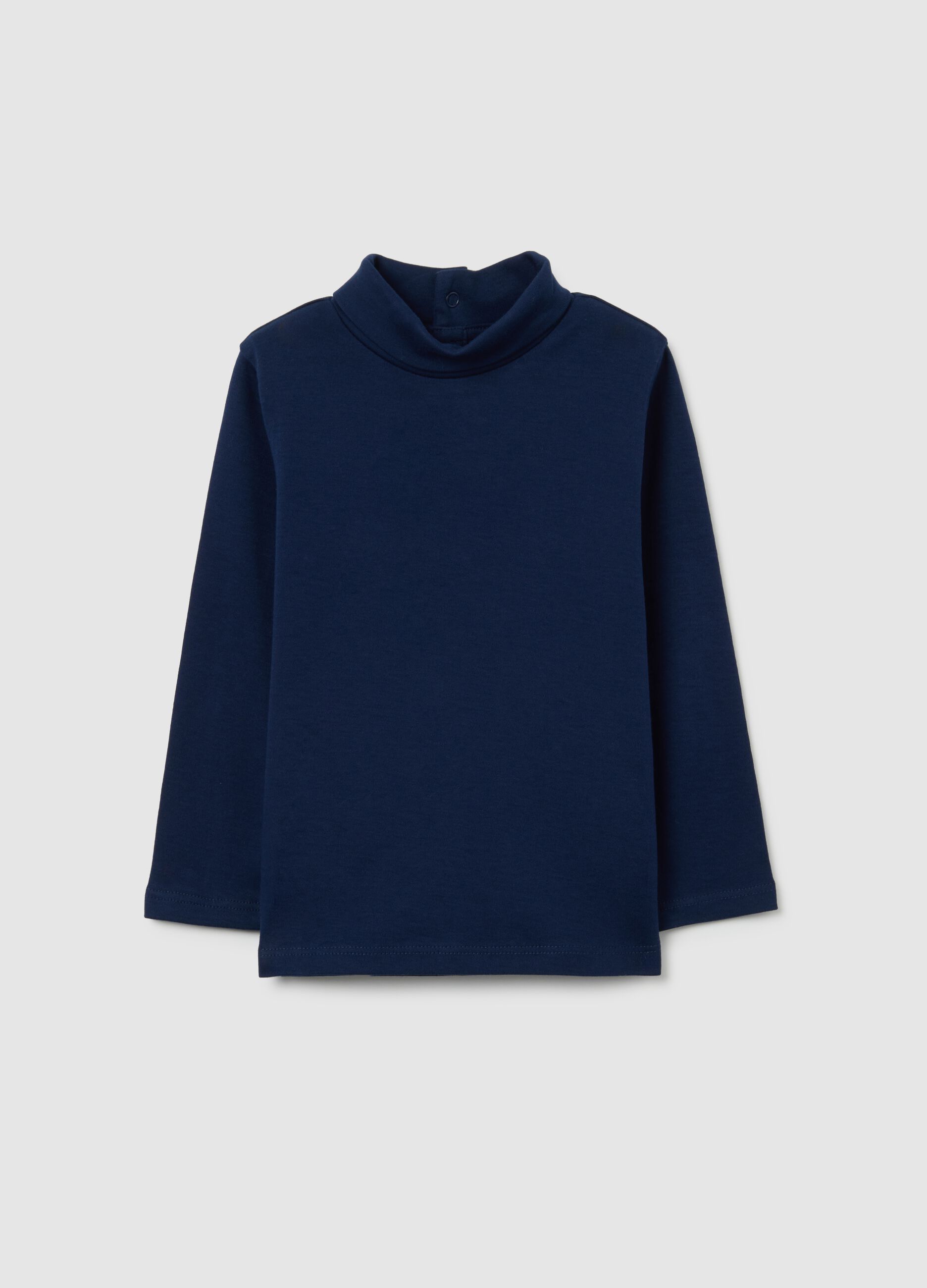 Blue turtleneck shirt for children in pure cotton regular fit