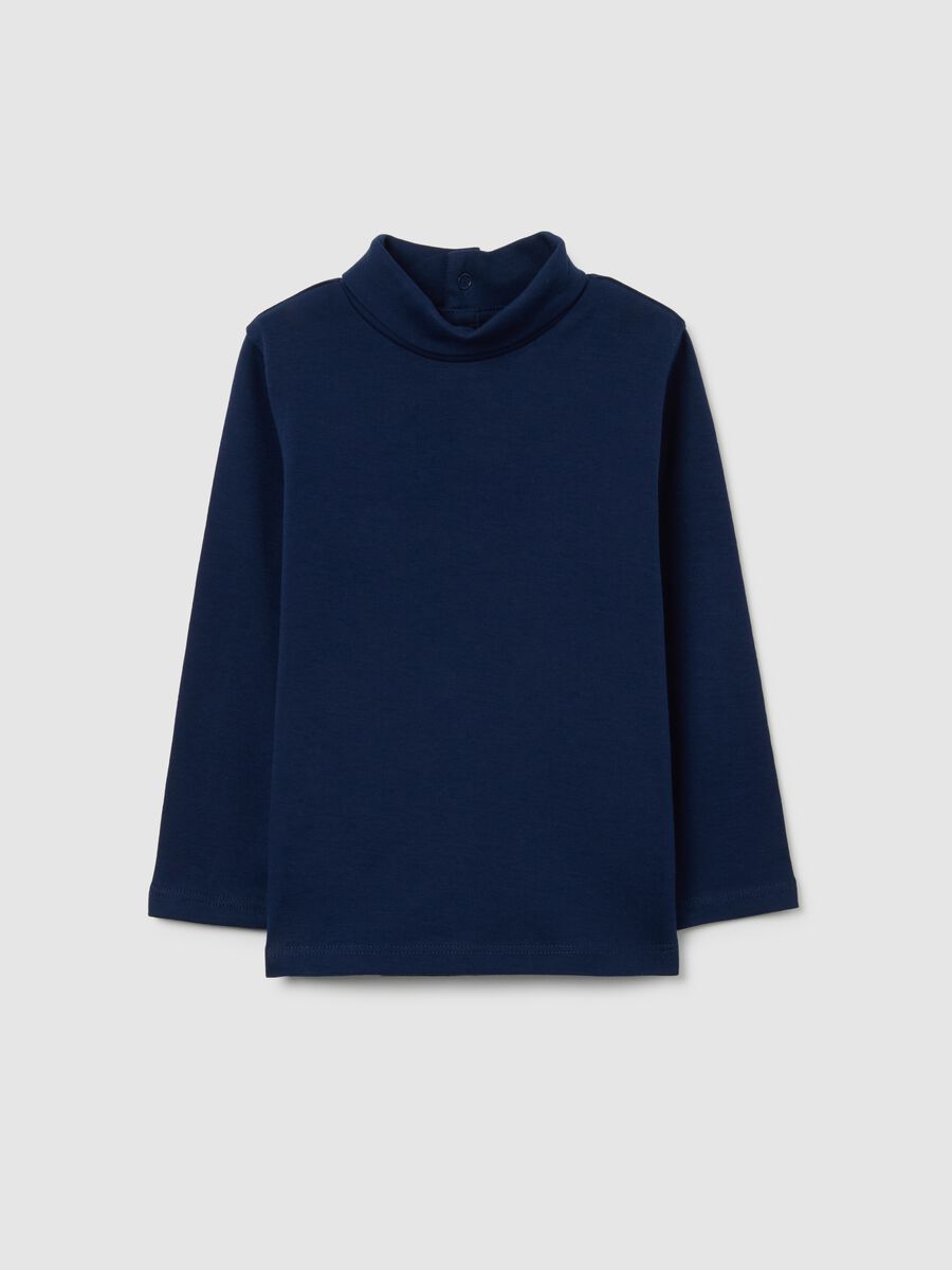 Blue turtleneck shirt for children in pure cotton regular fit_0