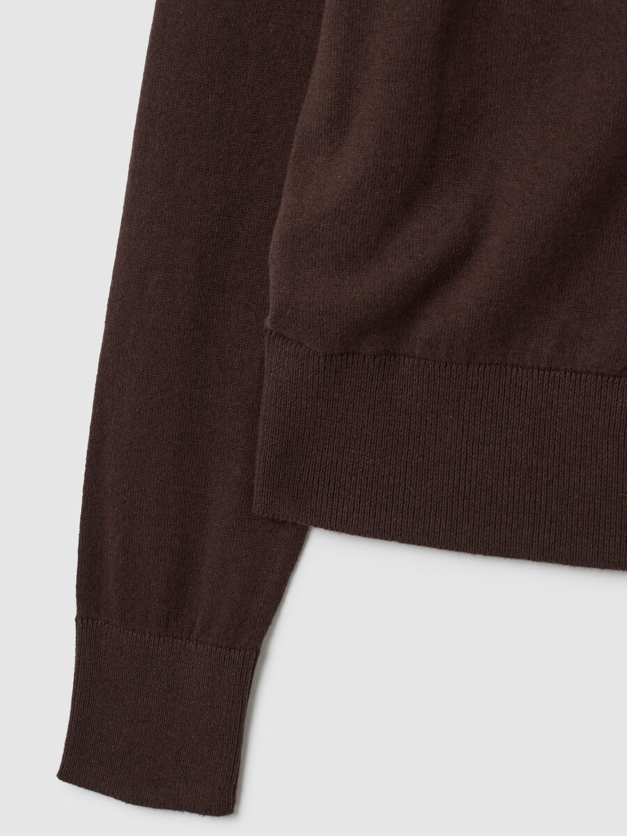 Cardigan in puro cotone marrone regular fit_5