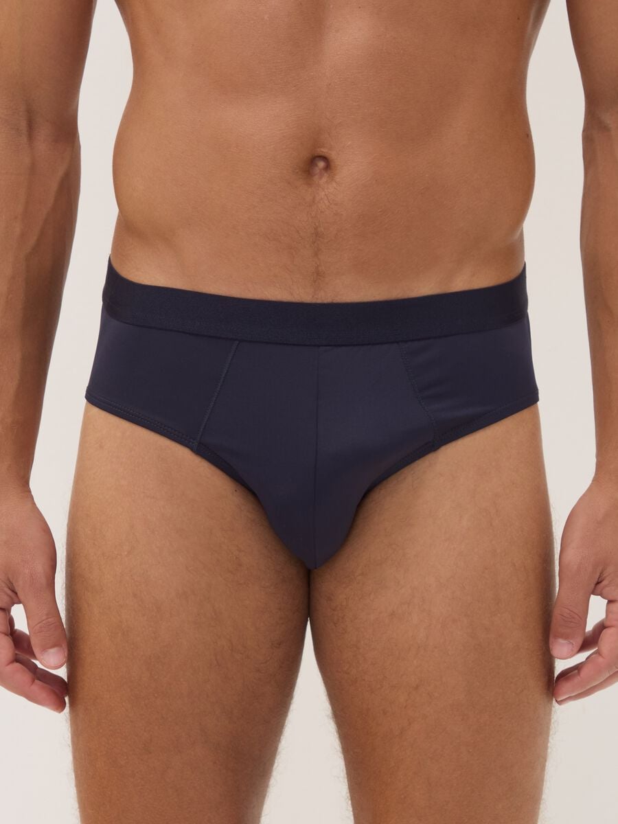 Tripack di slip blu in microfibra elasticizzata_1