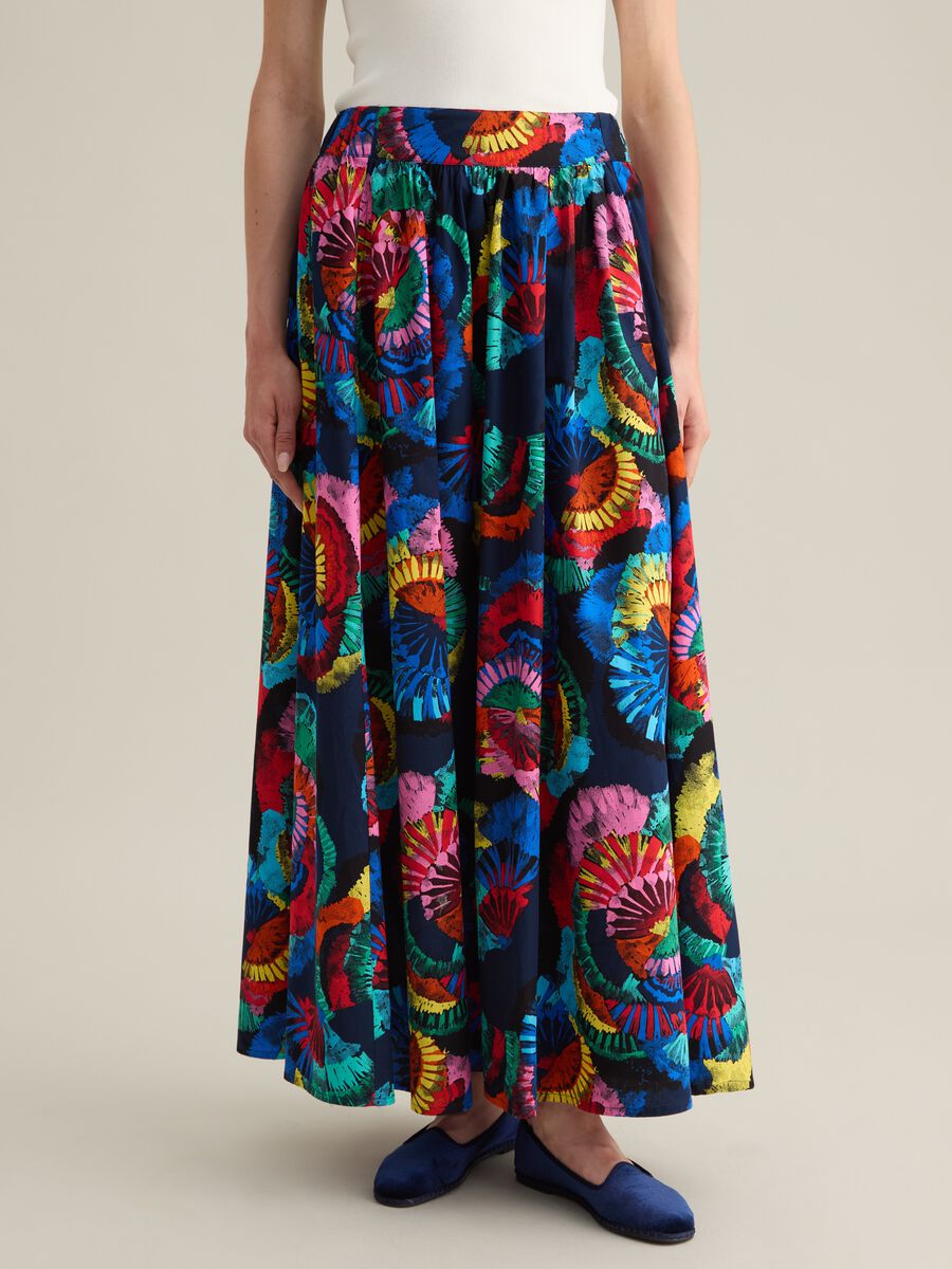 Women's long skirt in pure cotton multicolour regular fit_2