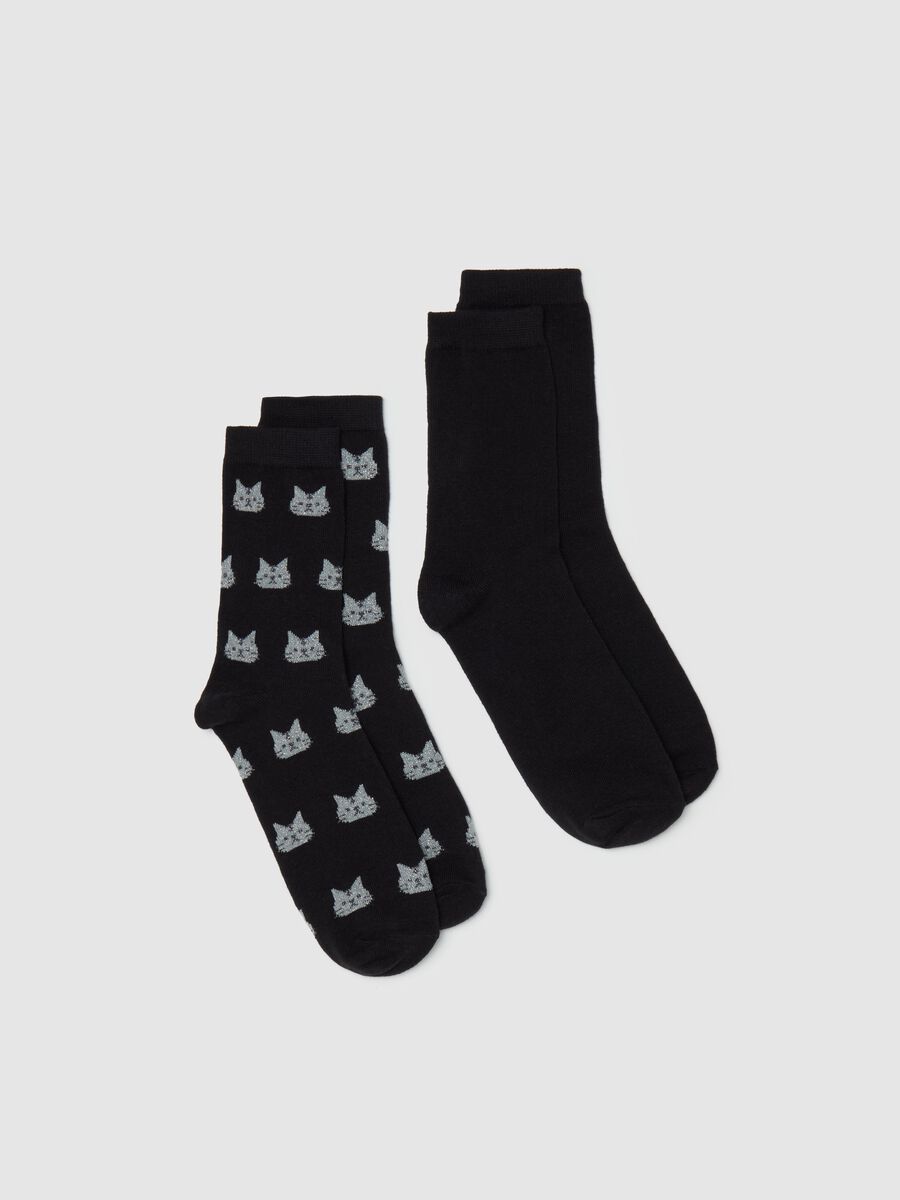 Bipack calze corte con gattini in lurex_0