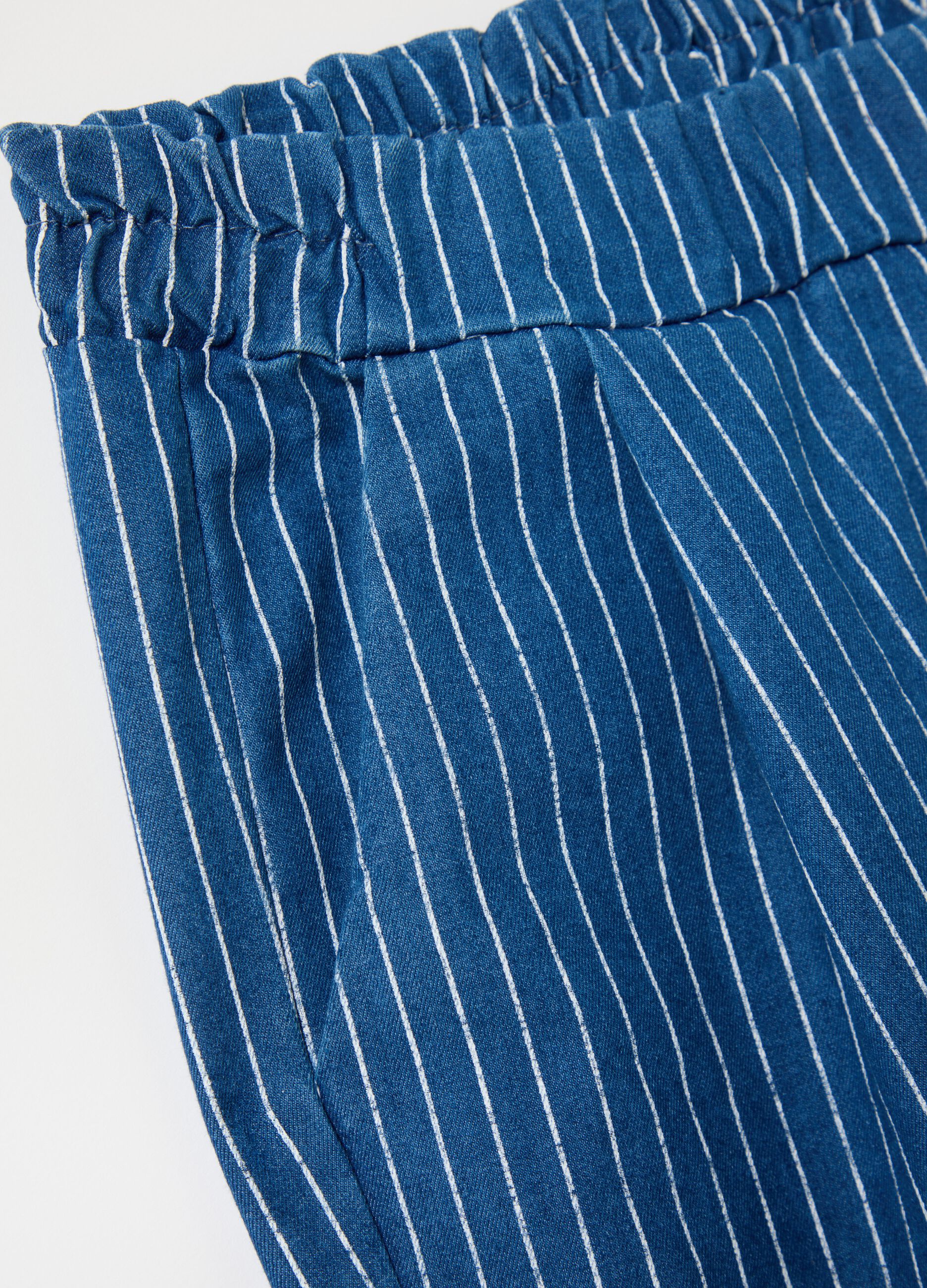 Blue cigarette trousers with striped pattern