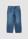 Blue wide-leg pure cotton jeans_0