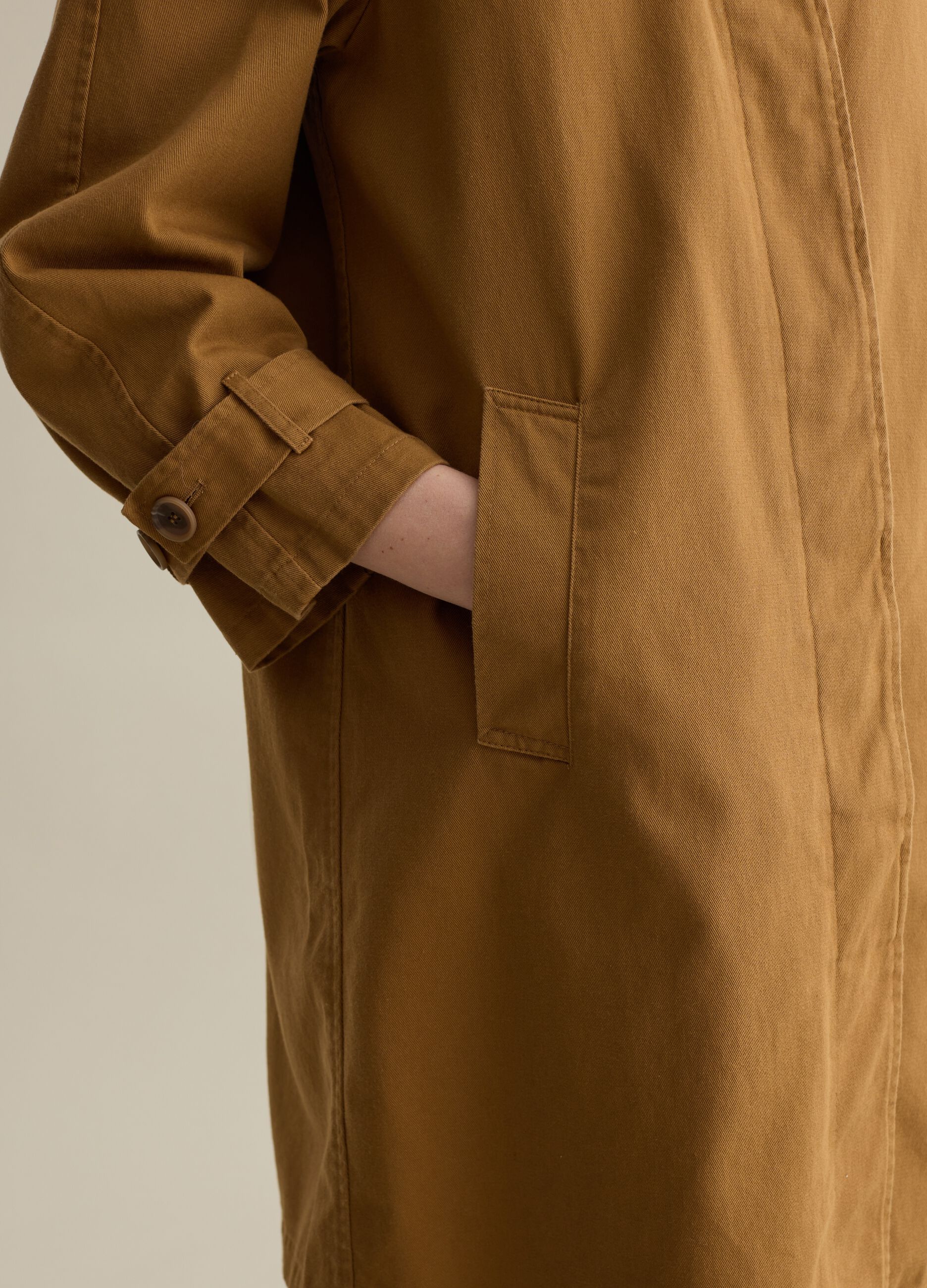 Beige trench coat in cotton canvas