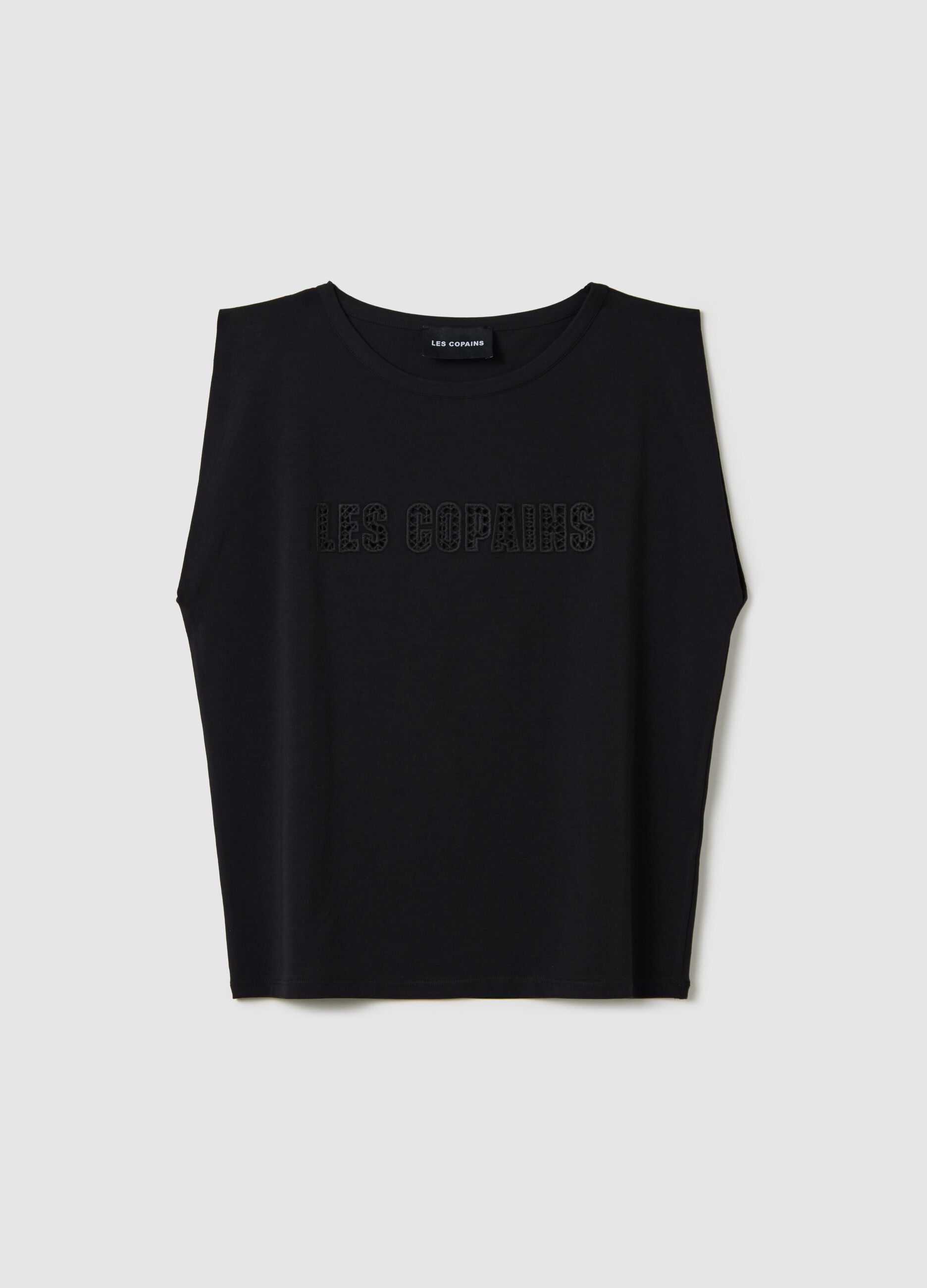 Black T-shirt in stretch cotton with logo