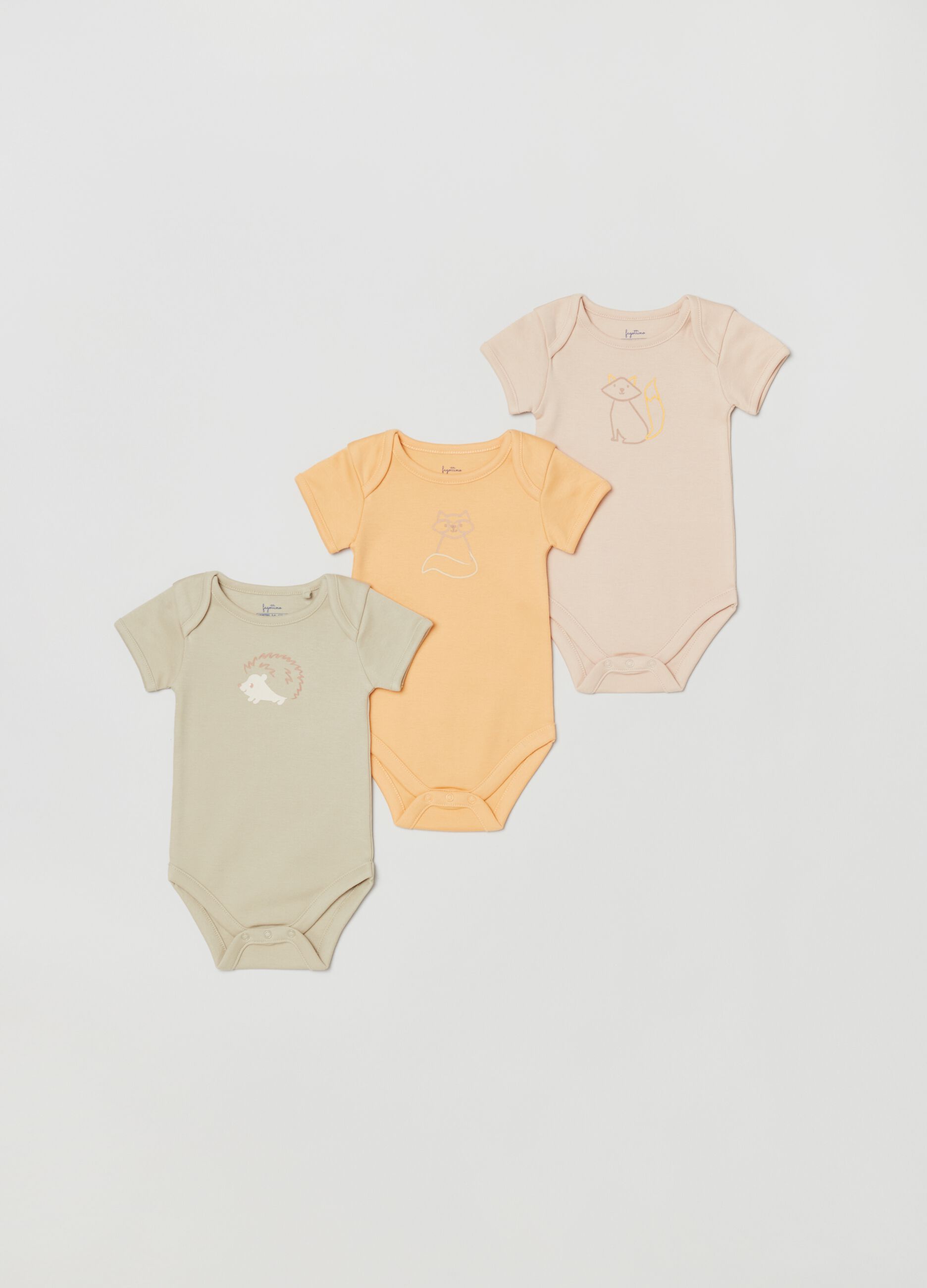 Tripack body girocollo con stampa