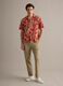 Red organic cotton shirt with tropical print_1