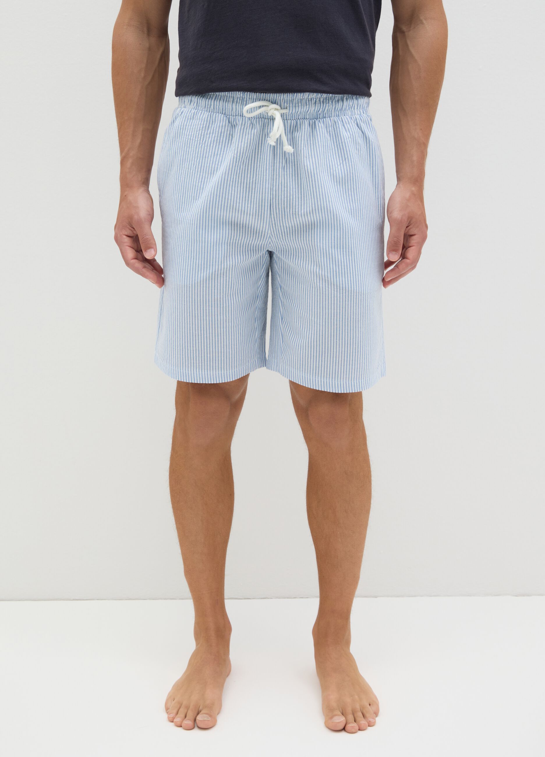 Men's multicolour pure cotton shorts, regular fit with drawstring