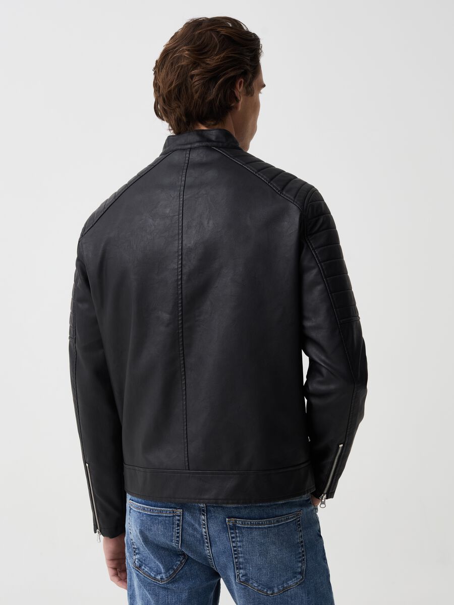 Glossy-effect biker jacket with zip_2