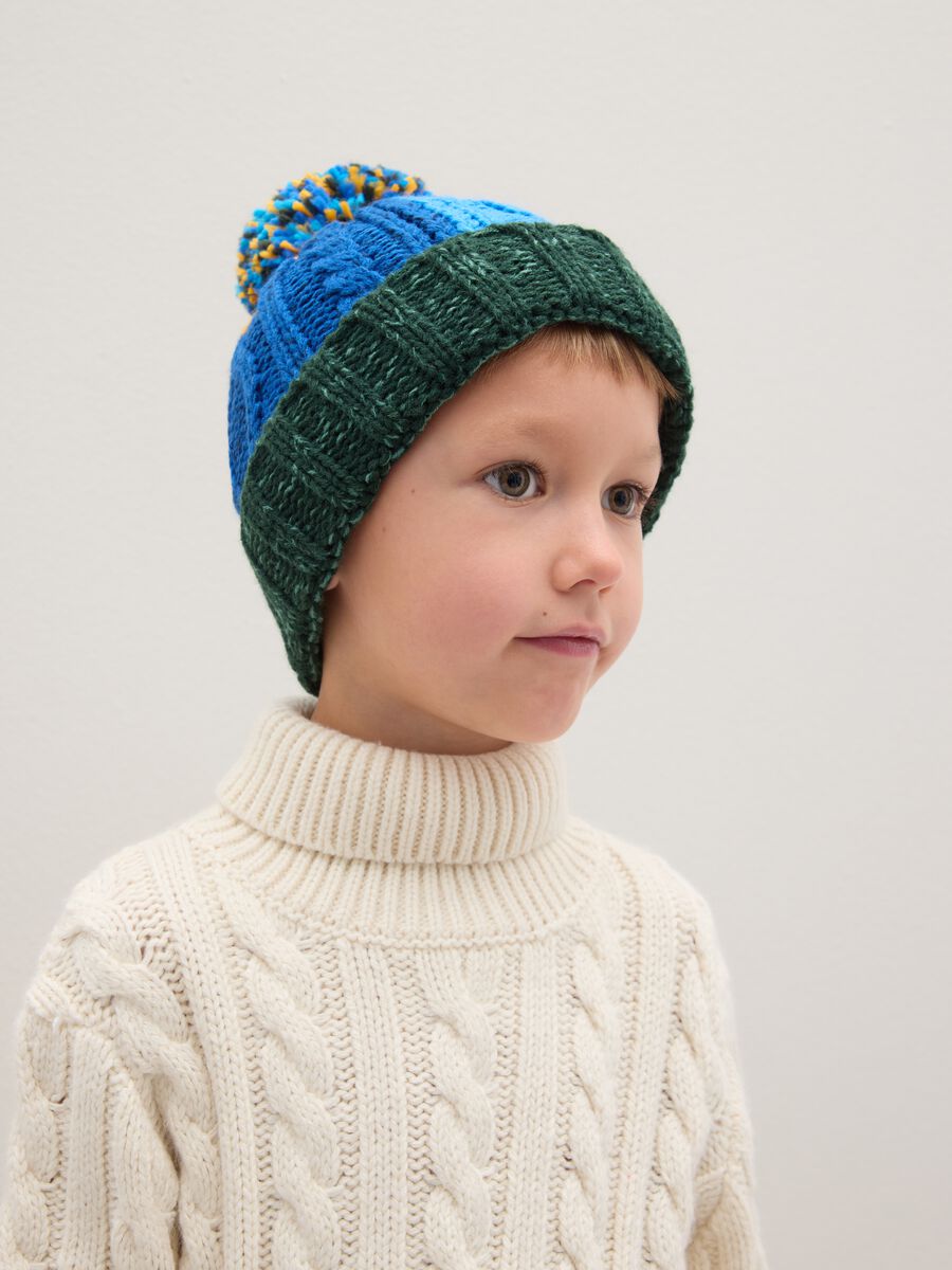 Cappello da bambino multicolor con pon pon_0