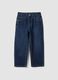 Dark blue pure cotton wide-leg jeans for boys_0