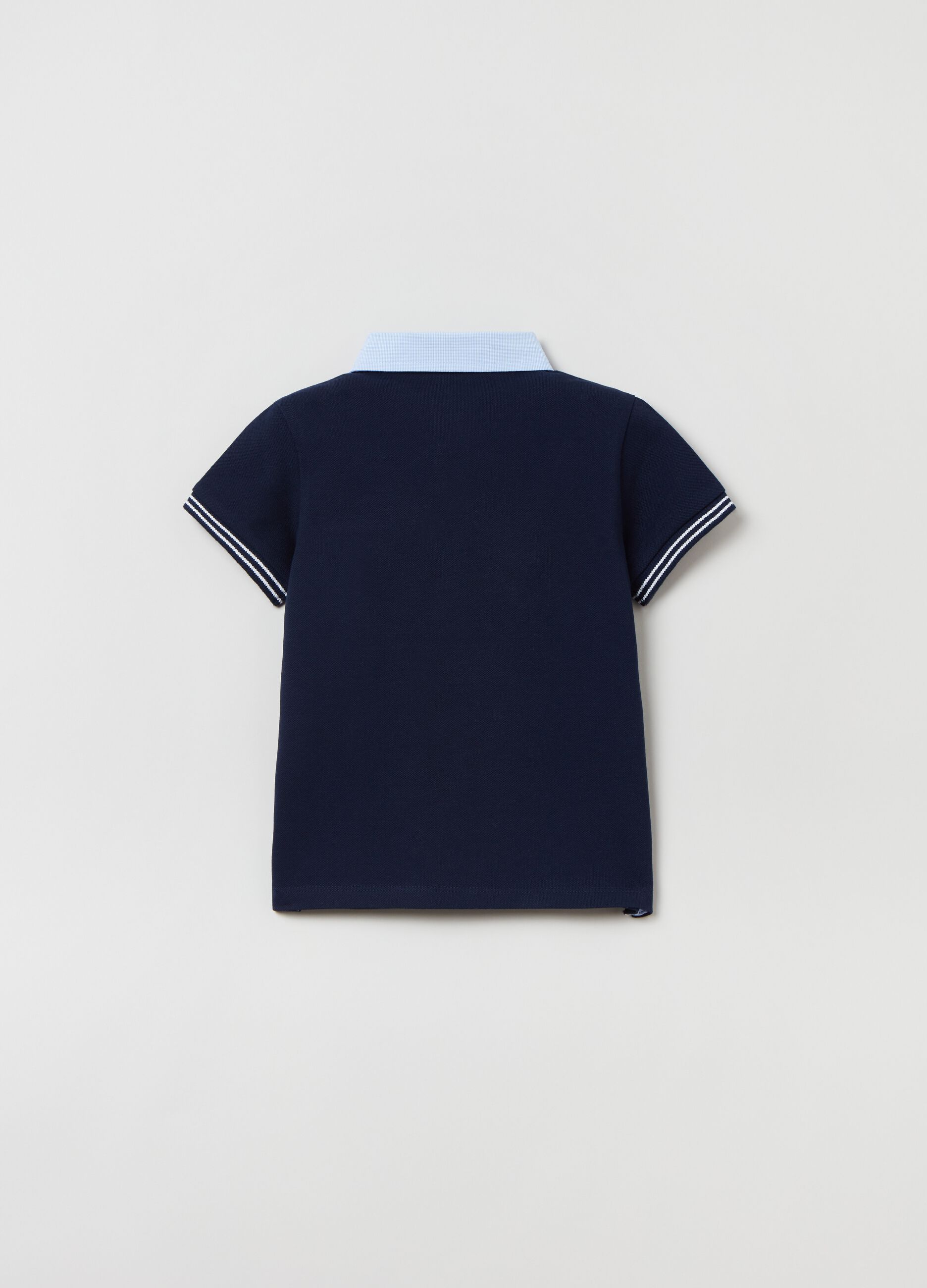 Stretch cotton piquet polo shirt with pocket