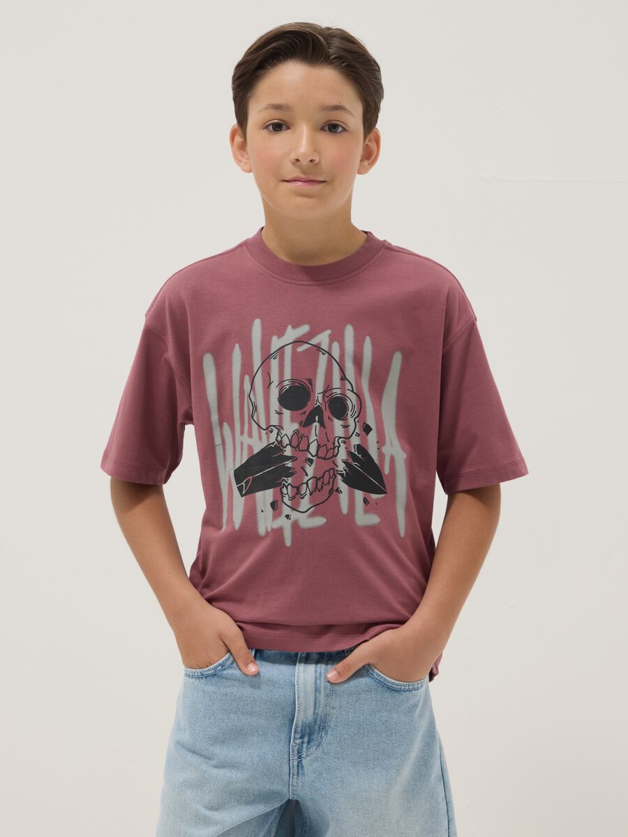 Purple short-sleeve pure cotton T-shirt_0
