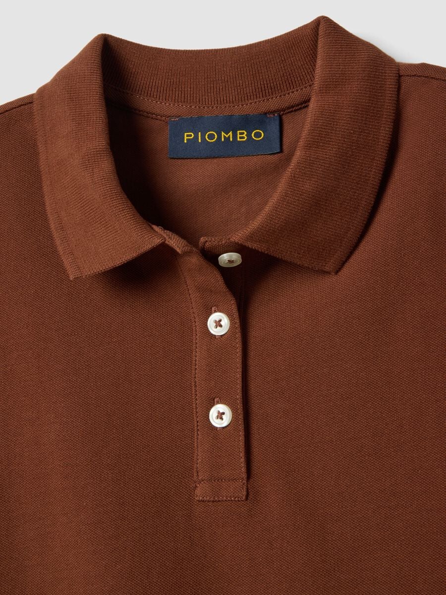 Polo in puro cotone biologico marrone regular fit_5