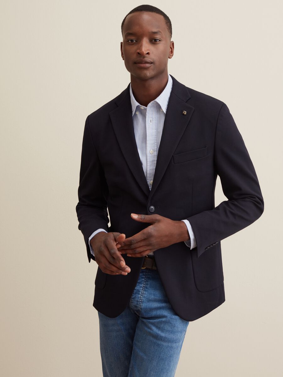 Blazer slim fit in piquet_1