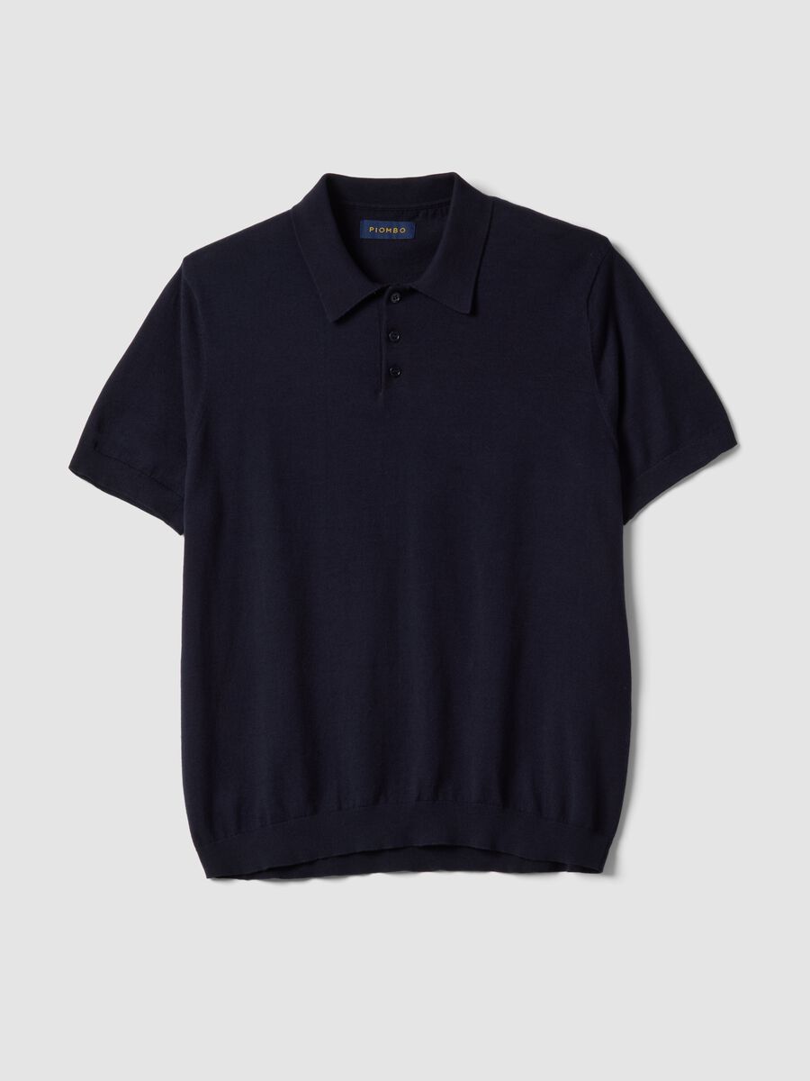 Regular fit blue polo in cotton, linen and silk blend_4