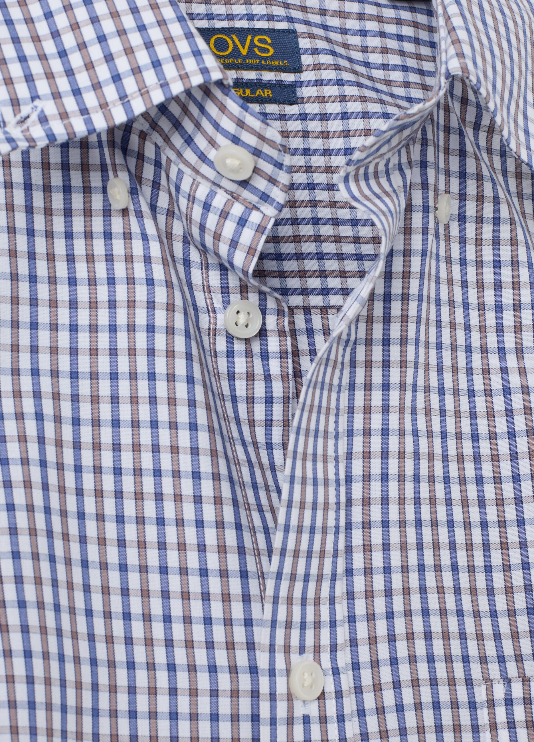 Blue cotton blend regular fit shirt