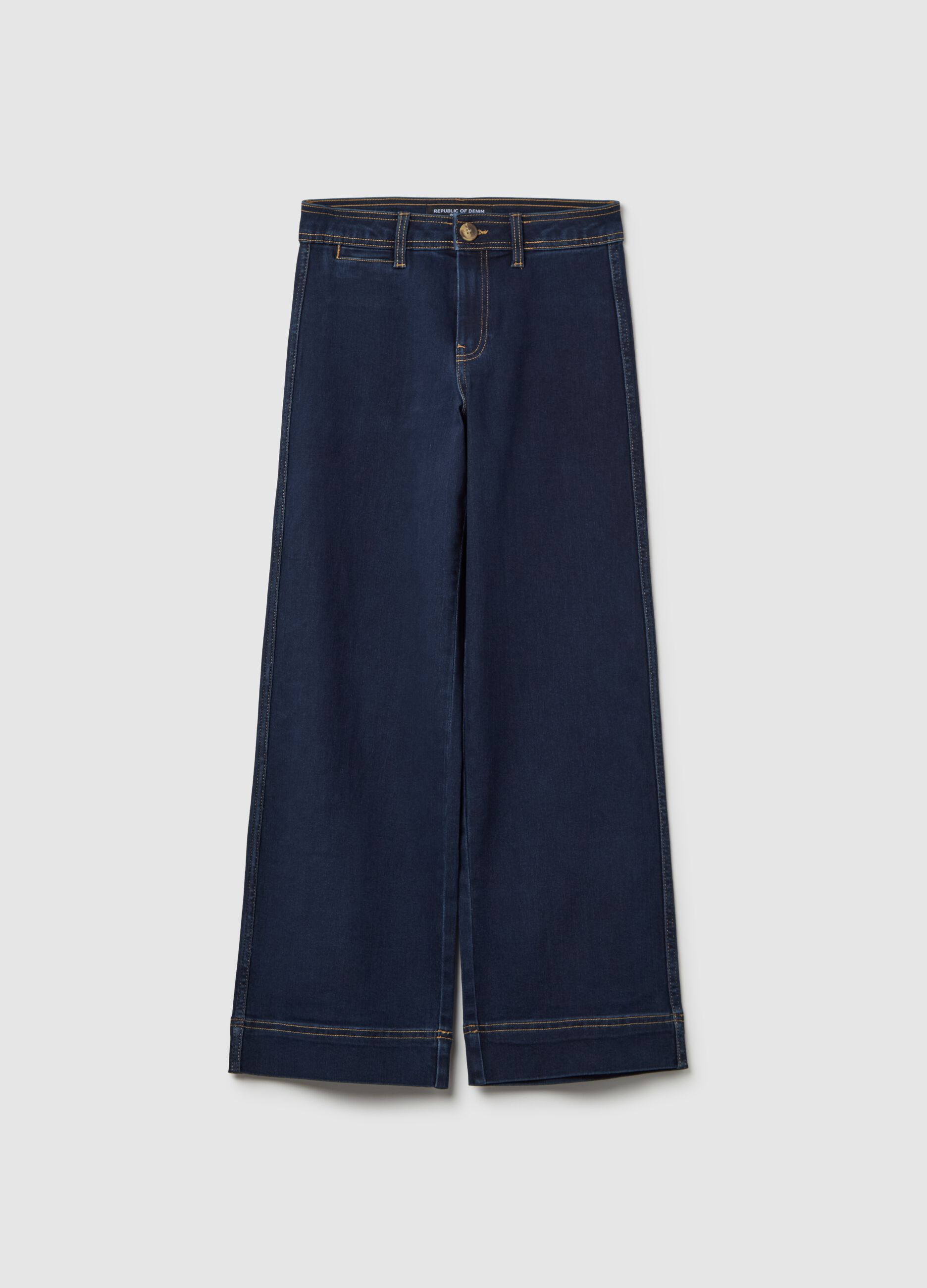 Flare-fit high-rise culotte jeans