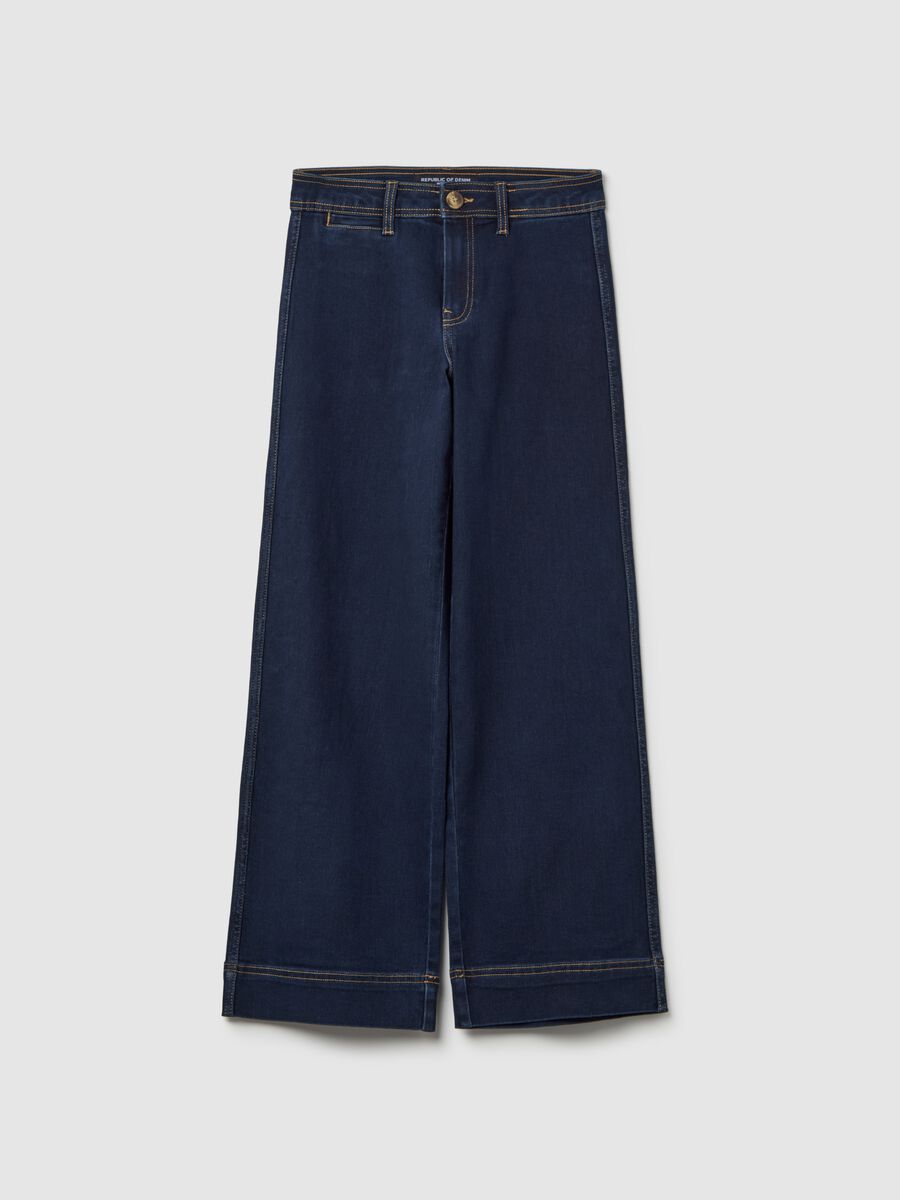 Flare-fit high-rise culotte jeans_4