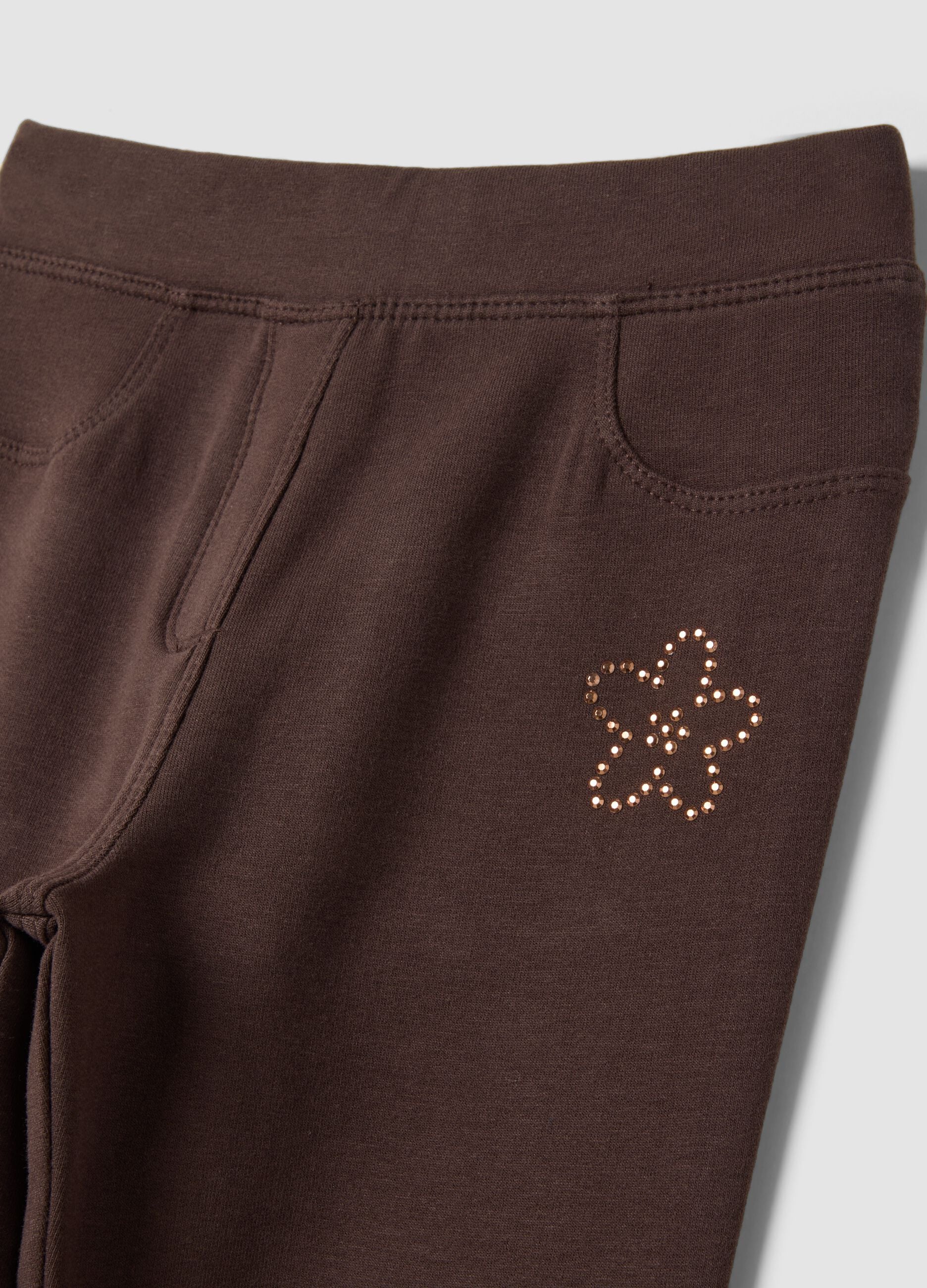 Brown flared stretch-cotton treggings