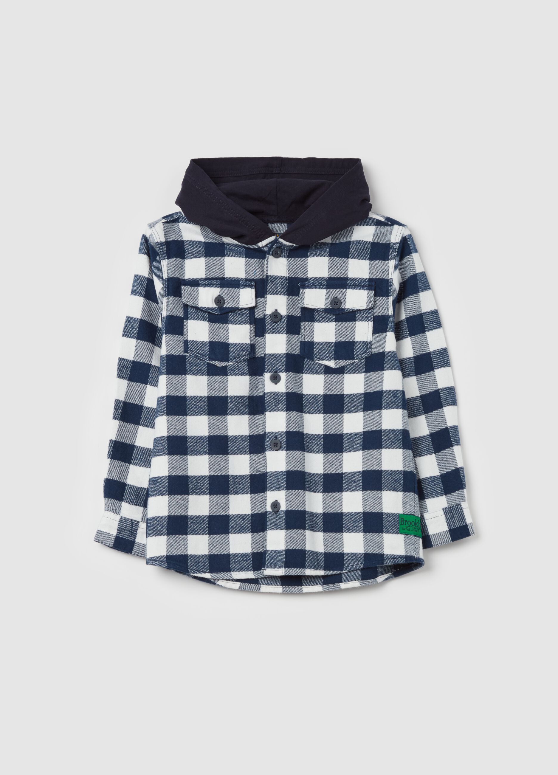 Check flannel shirt with hood
