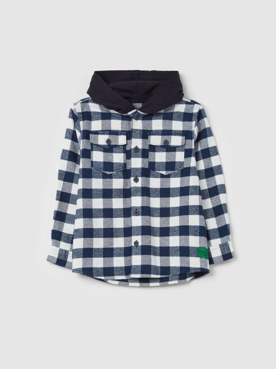 Camicia in flanella check con cappuccio_0