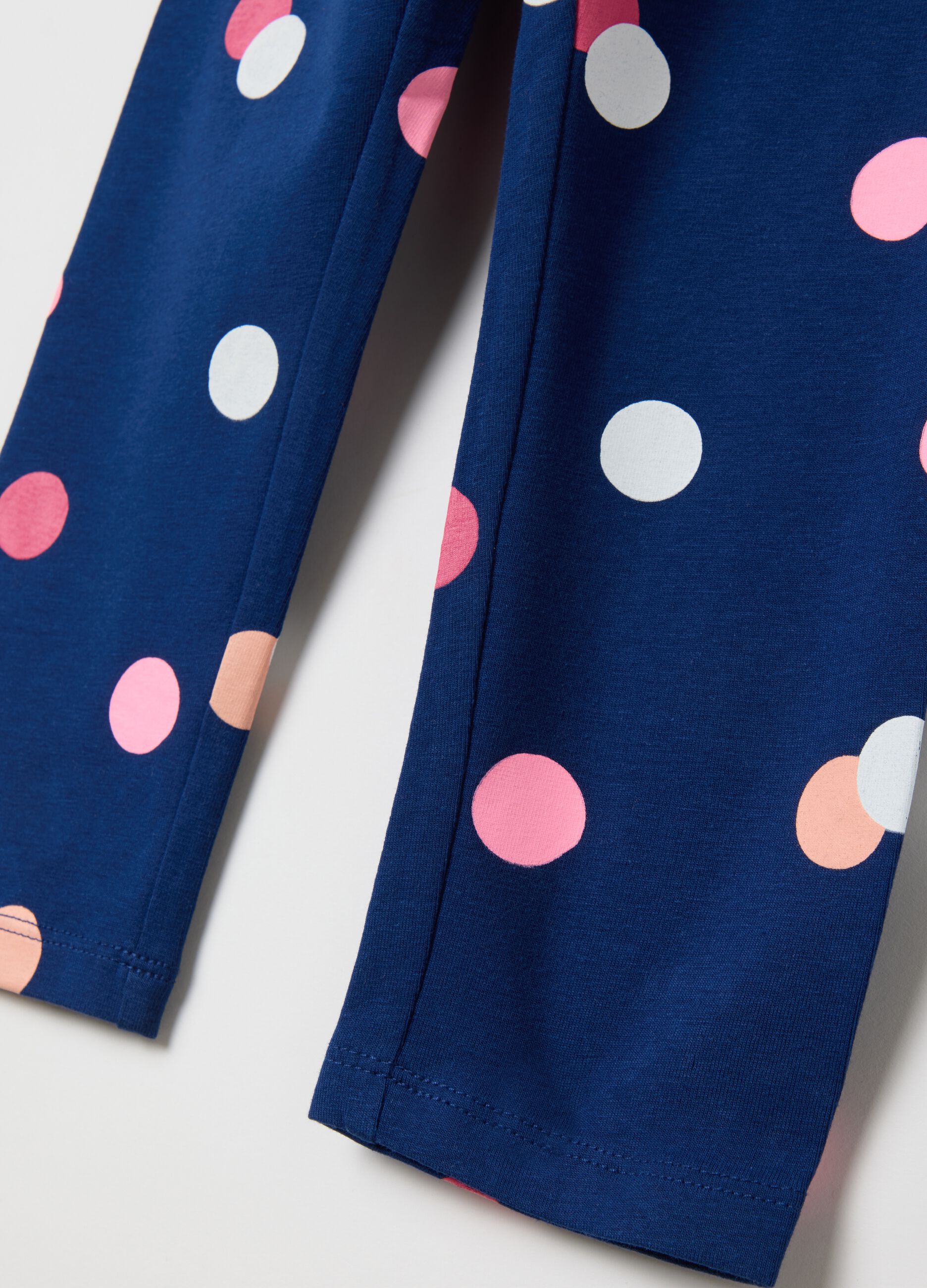 Blue three-quarter leggings in stretch cotton
