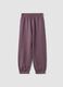 Purple regular-fit pure cotton fleece jogger trousers_0