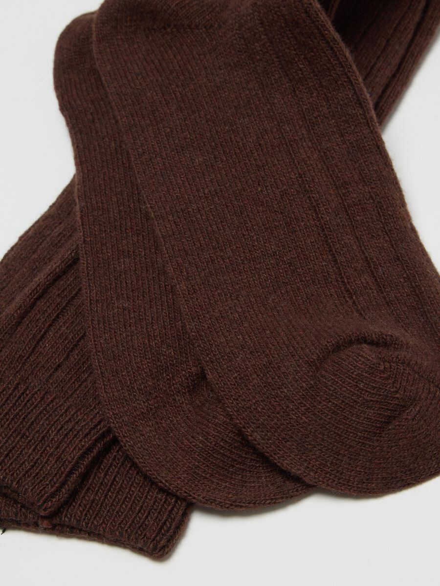 Brown Ribbed Long Socks_1