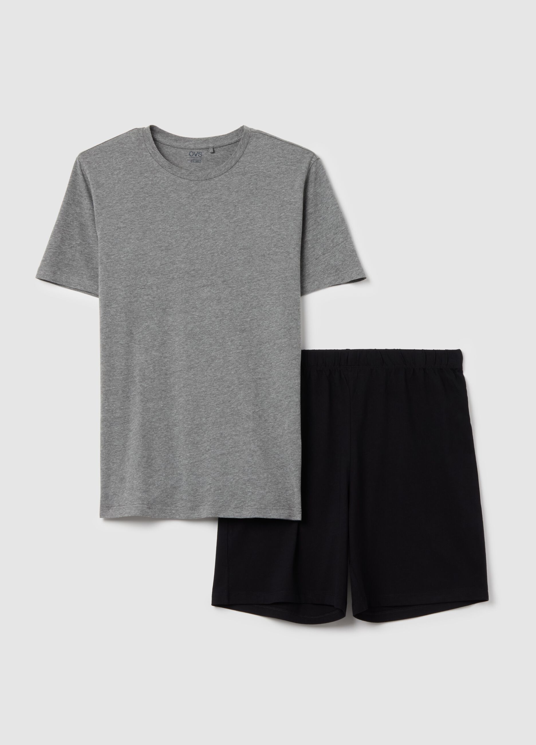 Short cotton pyjamas with round neck