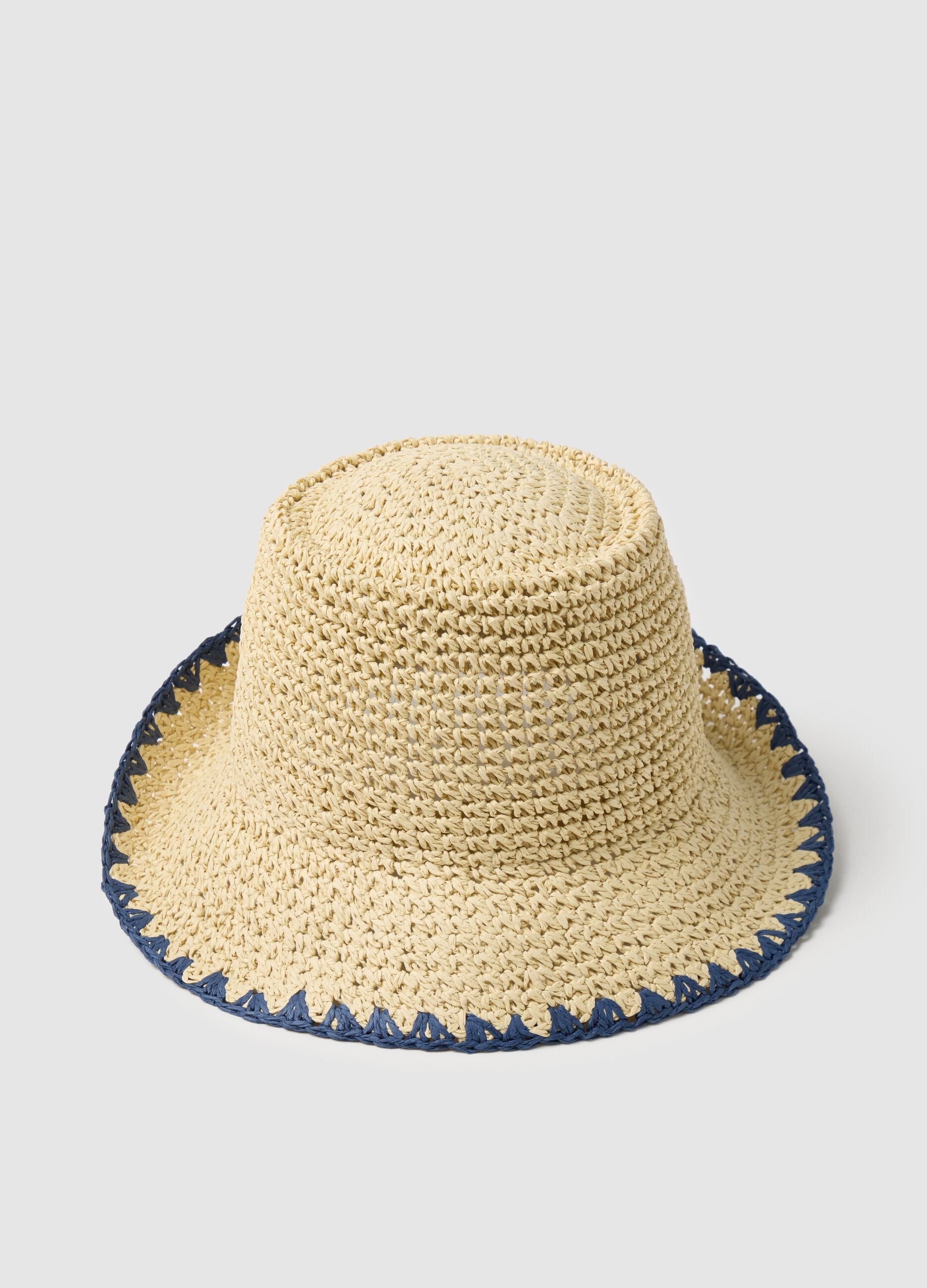 Cappello a secchiello da donna in tessuto carta multicolor 