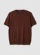 Short-sleeve brown regular fit t-shirt in cotton, linen and silk blend_4