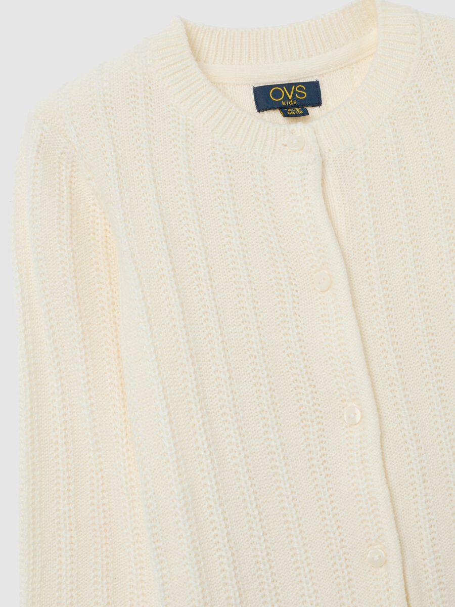 Cardigan da bambina bianco regular fit con bottoni_2