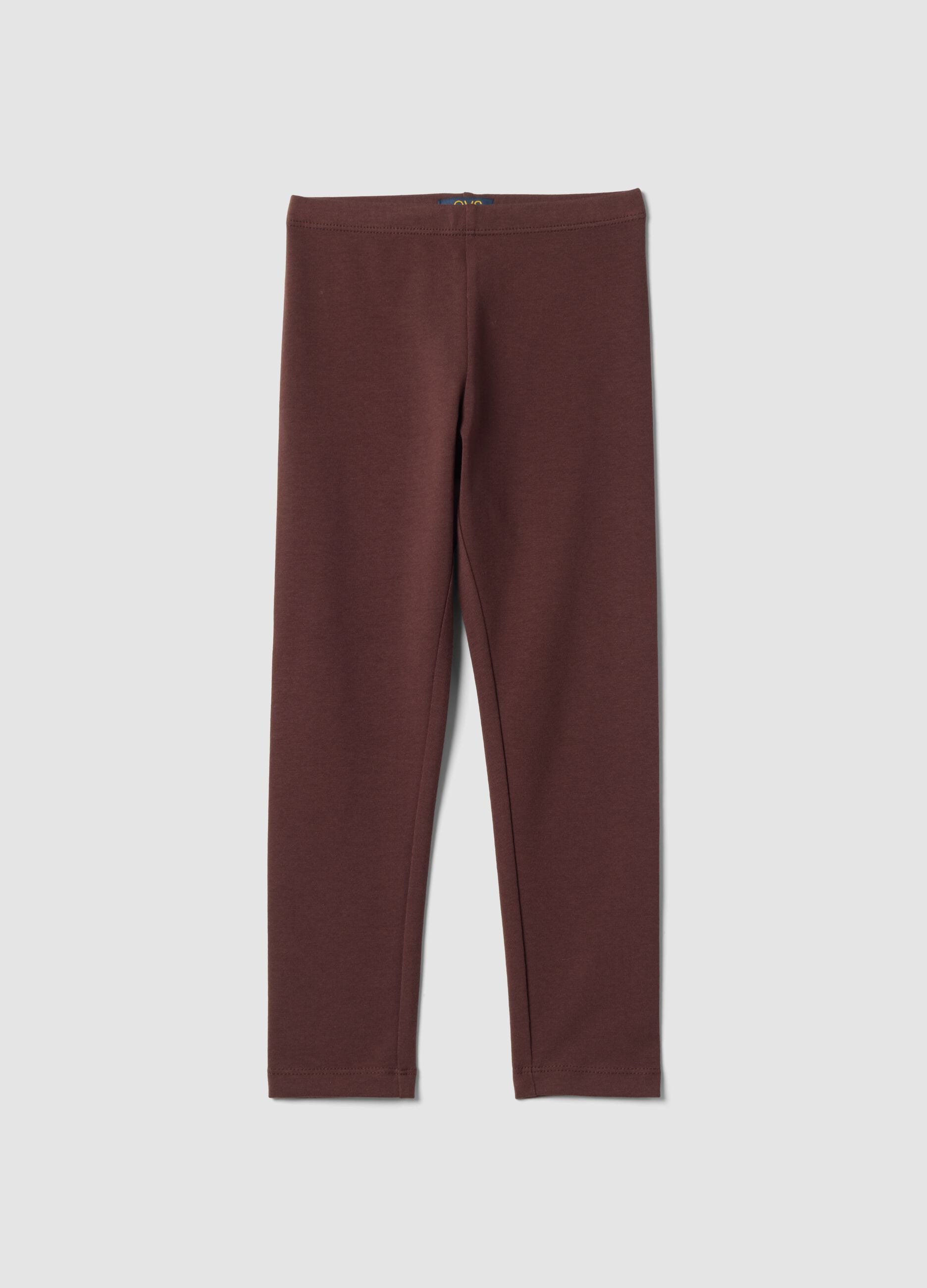 Leggings marroni in cotone elasticizzato skinny fit