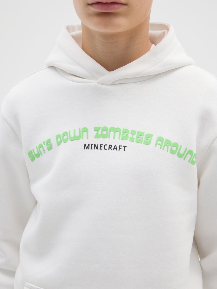 Felpa da bambino in misto cotone bianca regular fit con stampa Minecraft_2