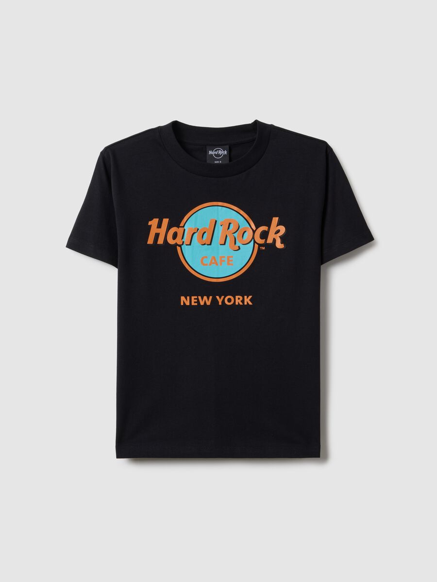 Black pure cotton regular fit T-shirt with Hard Rock Cafe logo_4
