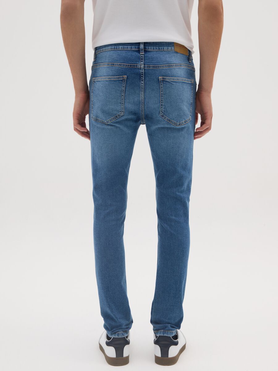 Jeans blu in denim super skinny in cotone_2