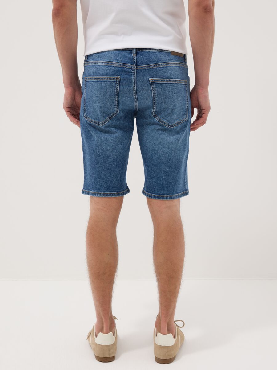 Blue stretch cotton Bermuda shorts_2