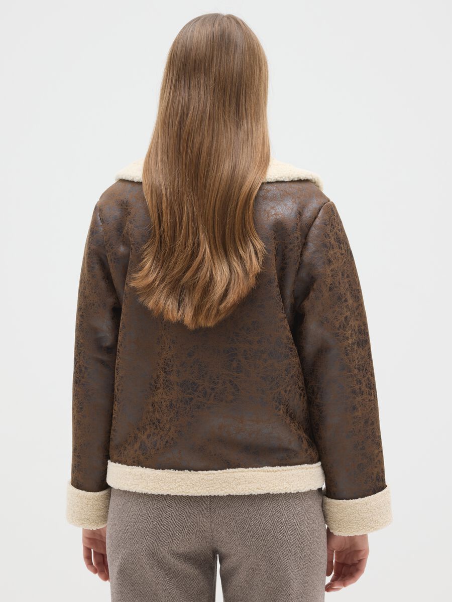 Giacca pesante marrone con collo a contrasto regular fit_2