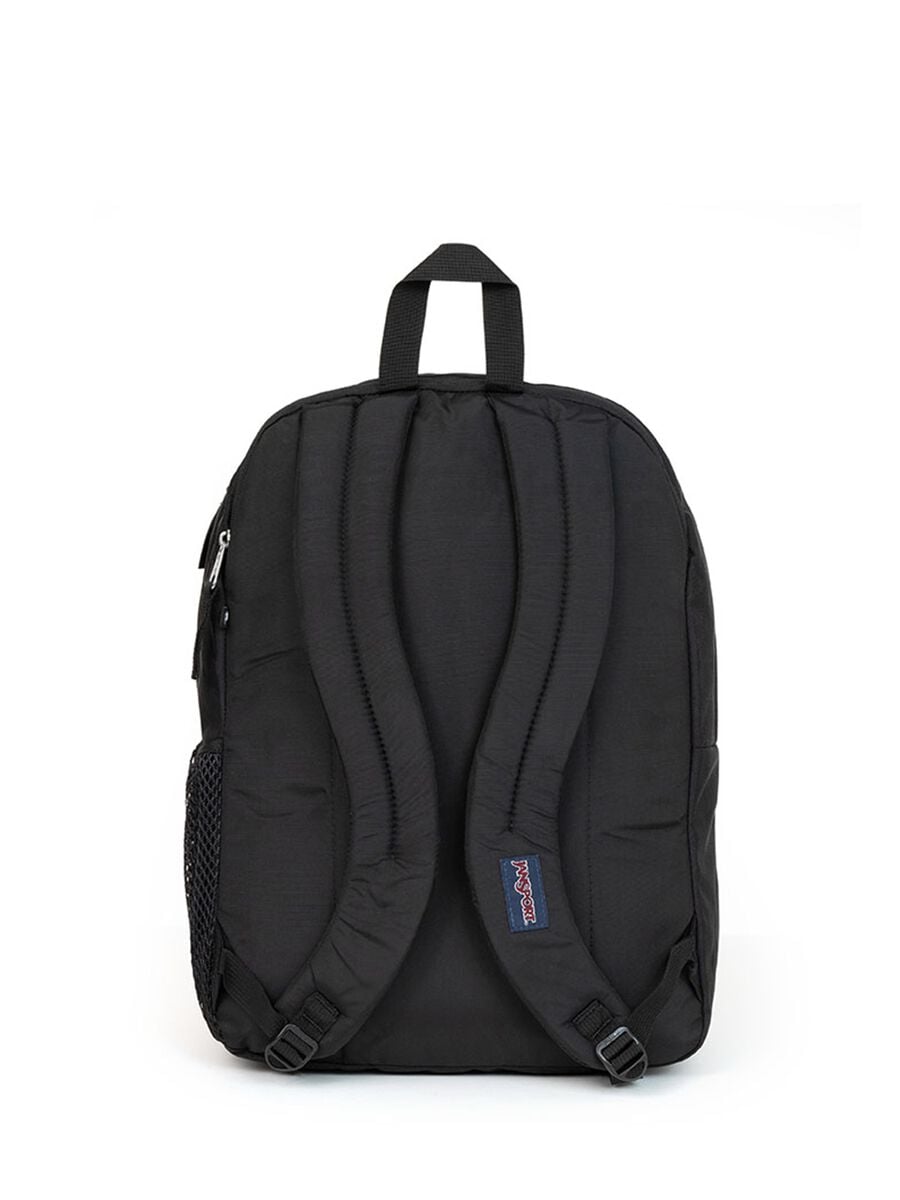 Black backpack with front pocket and mesh panels_2