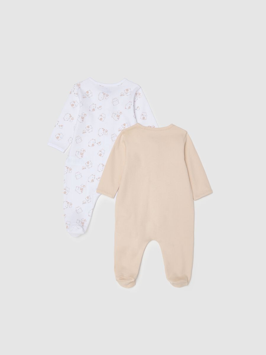 Multi-coloured pure cotton baby sleepsuits twin pack_1