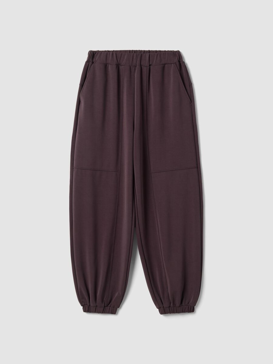 Pantaloni sportivi viola in viscosa elasticizzato_5