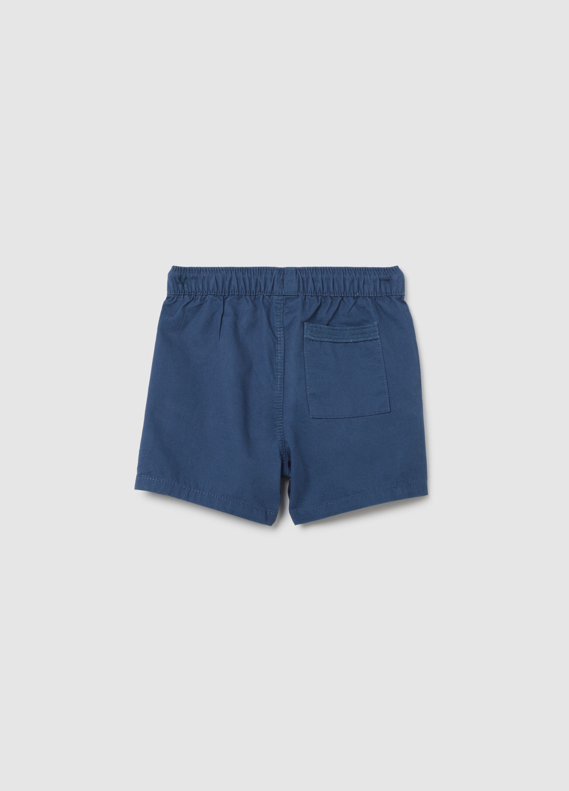 Boys' blue regular fit pure cotton shorts with elasticated waist
