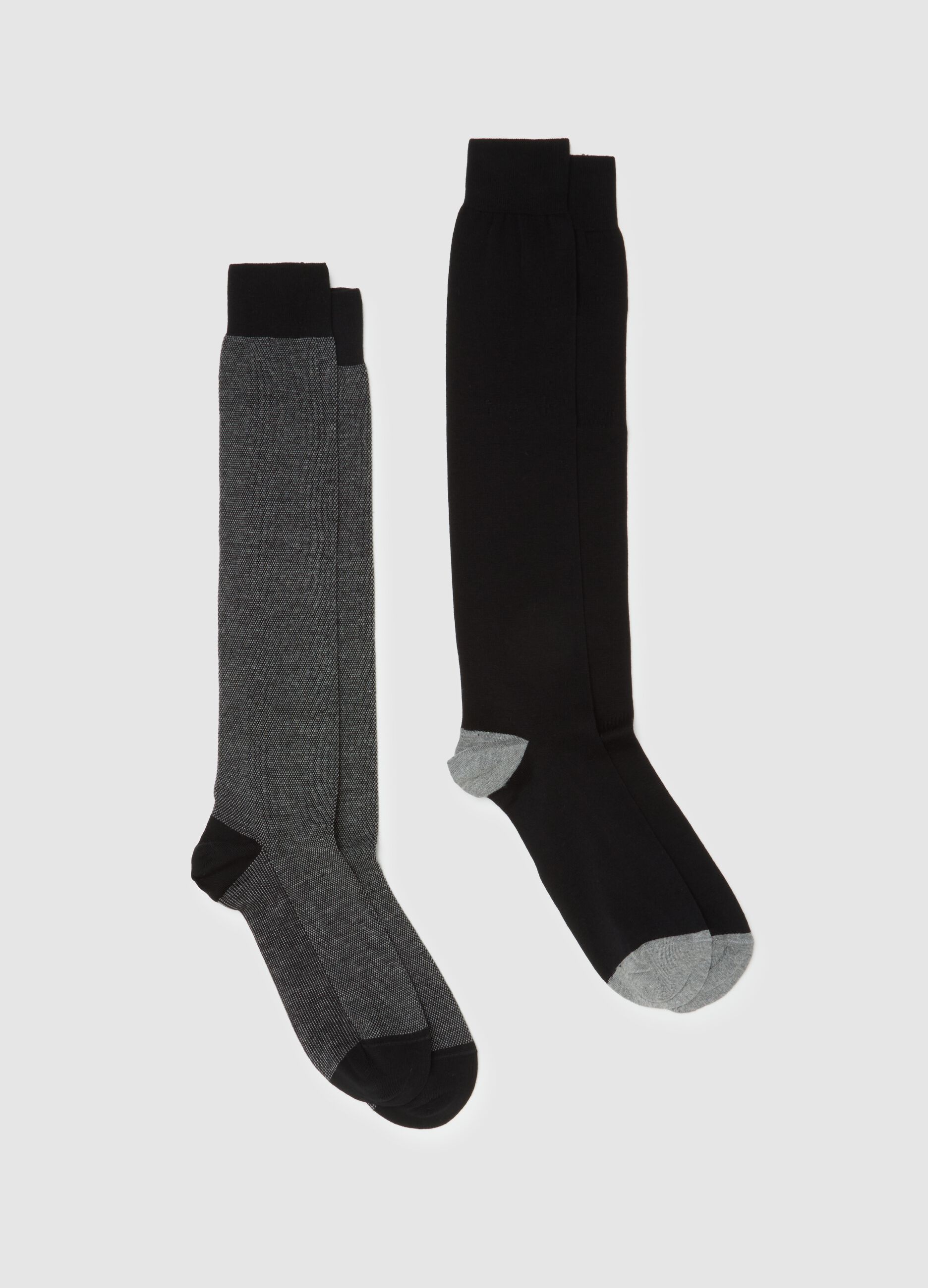 Multicolour stretchy cotton long socks twin pack