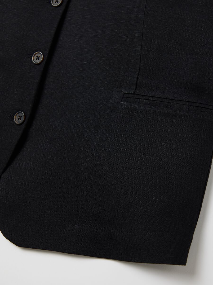 Black gilet in linen and viscose_5