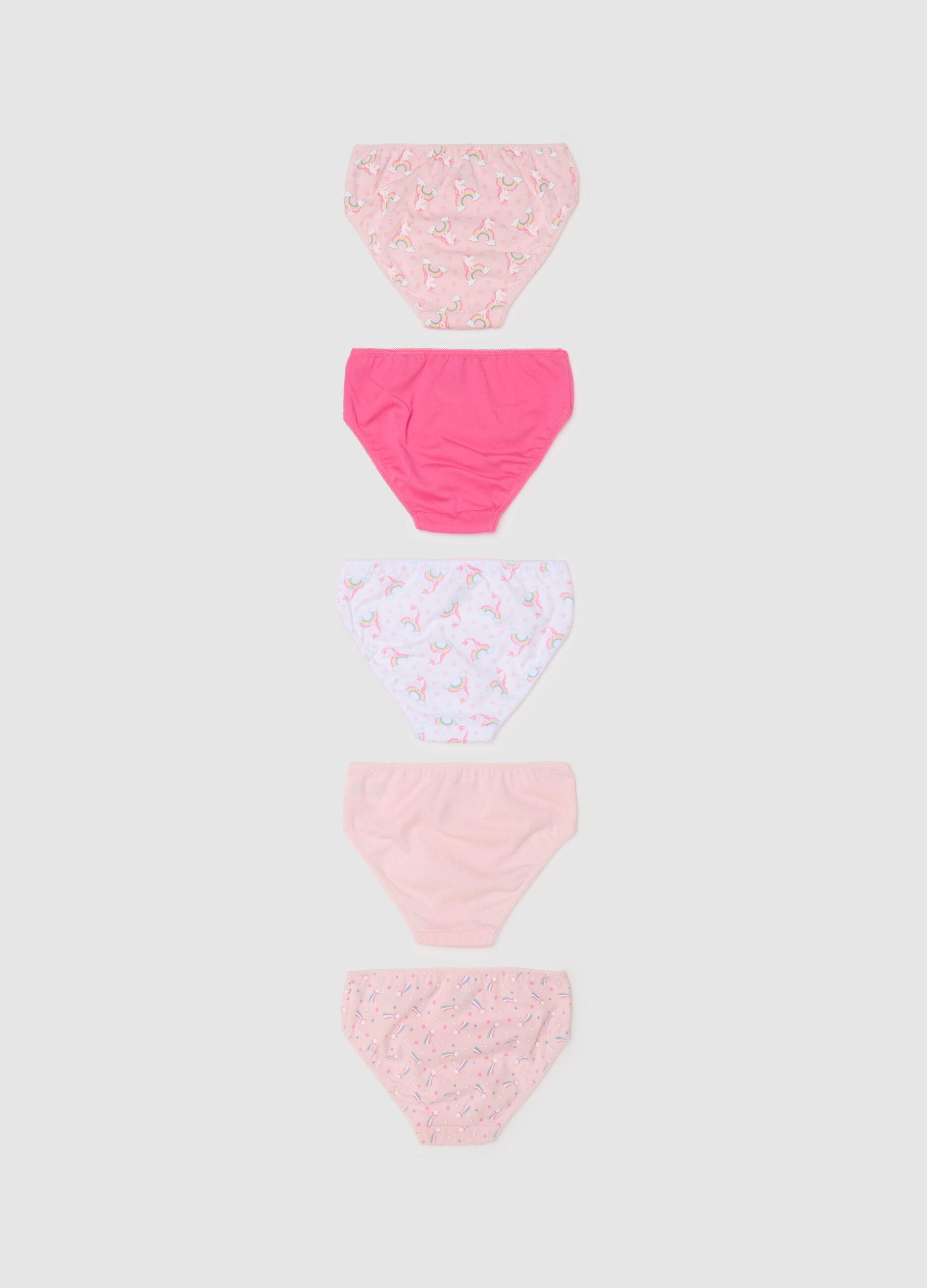 Five-pack cotton briefs with unicorns print