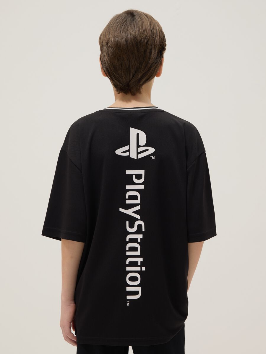 T-shirt in puro cotone nero da bambino regular fit con logo PlayStation_1